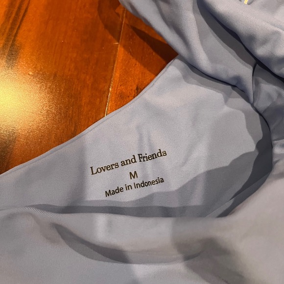 Lovers and Friends Bikini Top One Shoulder Swimsuit Swim Periwinkle Blue New M - Picture 3 of 5